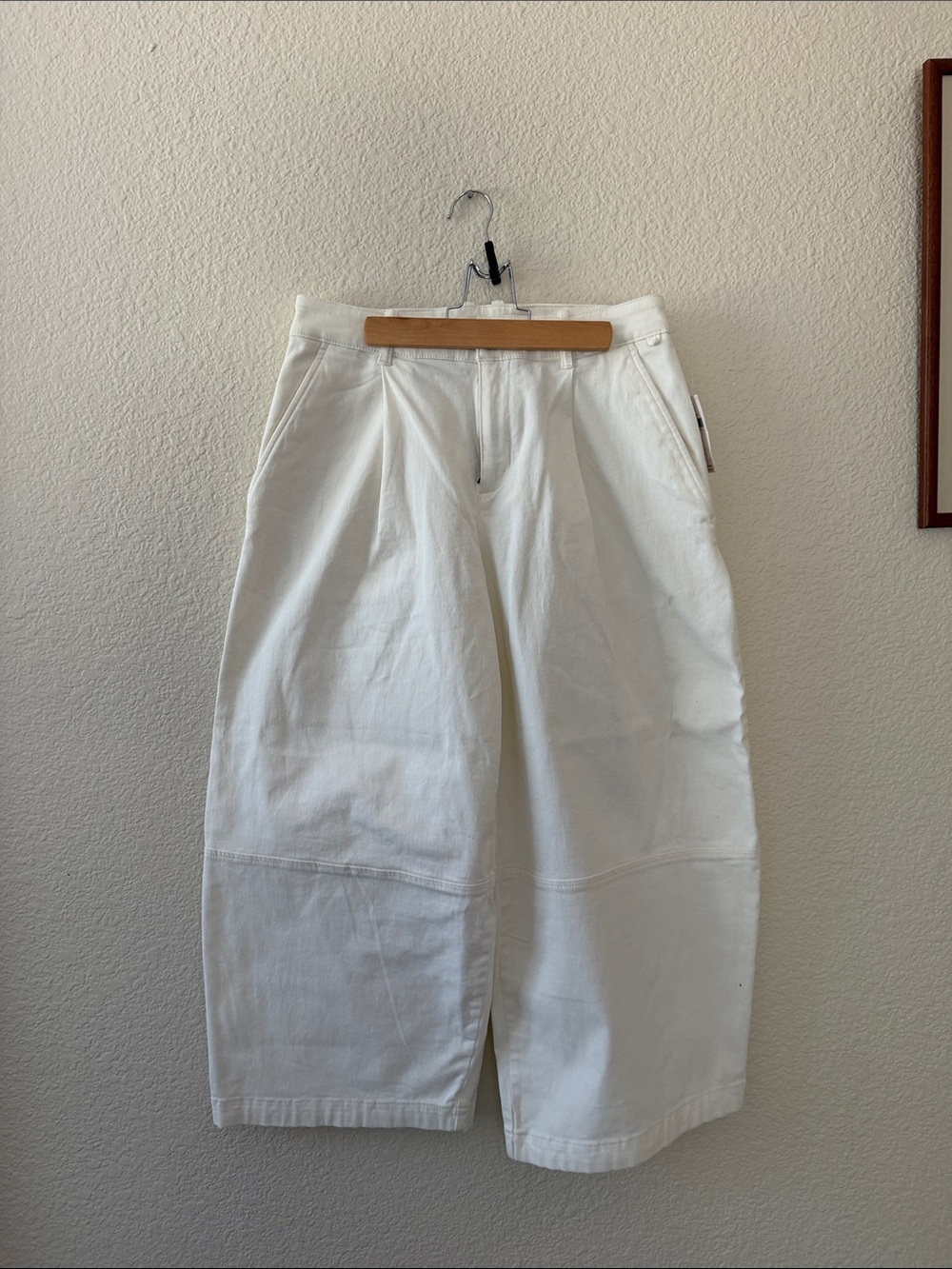 Mauve White Wide-Leg Cotton Chinos